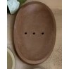 Ovale Seifenschale aus Beton - dunkles Kakaobraun
